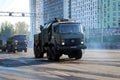 Around the city the military truck of the increased passability with wheel formula 8 Ã¢â¬Â¯Ãâ Ã¢â¬Â¯ 8 Urals-5323 goes. Royalty Free Stock Photo